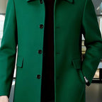 Men's Relaxed Fit Wool Overcoat with Classic Collar