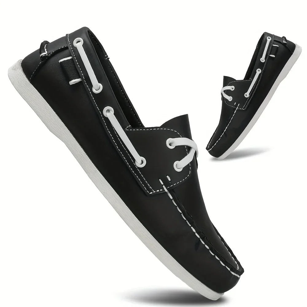 Men's Round-Toe Boat Shoes with Lace Detail