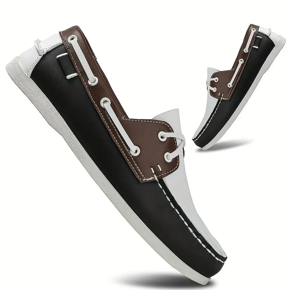 Men's Round-Toe Boat Shoes with Lace Detail