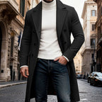 Men's Double-Breasted Wool Overcoat - Tailored Long Coat