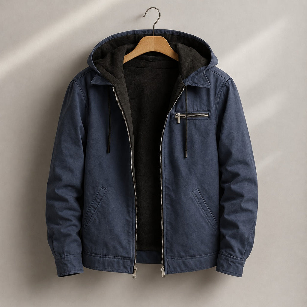 Men's Canvas Sherpa Lined Jacket | Hooded Workwear Warmth - detail