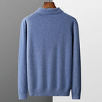 Men's Long-Sleeve Cashmere Jumper with Button-Down Polo Collar