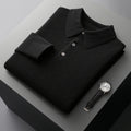 Men's Long-Sleeve Cashmere Jumper with Button-Down Polo Collar