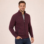 Men's Full-Zip Merino Wool Jumper with Mock Neck Collar