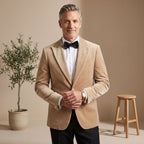 Men's Tailored-Fit Velvet Formal Blazer Jacket