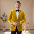Men's Tailored-Fit Velvet Formal Blazer Jacket