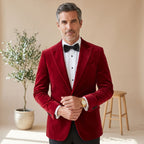Men's Tailored-Fit Velvet Formal Blazer Jacket