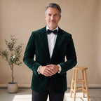 Men's Tailored-Fit Velvet Formal Blazer Jacket - Emerald