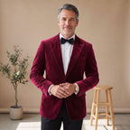 Men's Tailored-Fit Velvet Formal Blazer Jacket - Fuchsia