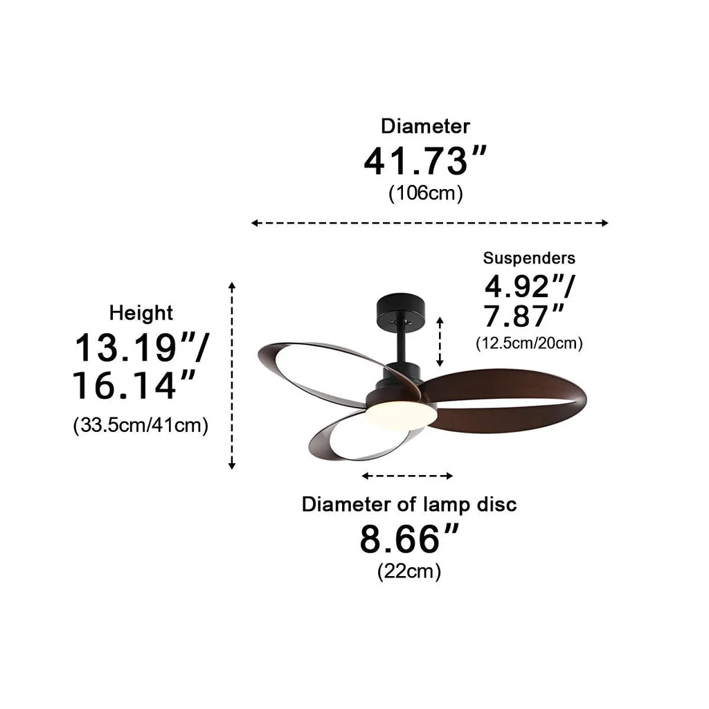 Ceiling Fan with Wooden Blades and Dimmable LED Light