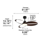 Ceiling Fan with Wooden Blades and Dimmable LED Light