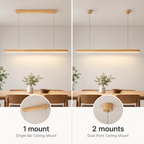 Wooden LED Pendant Light, Linear Bar Shade
