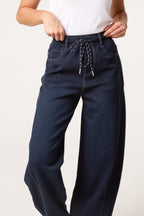 Women's Barrel Leg Jeans with Stitch Detail, Indigo