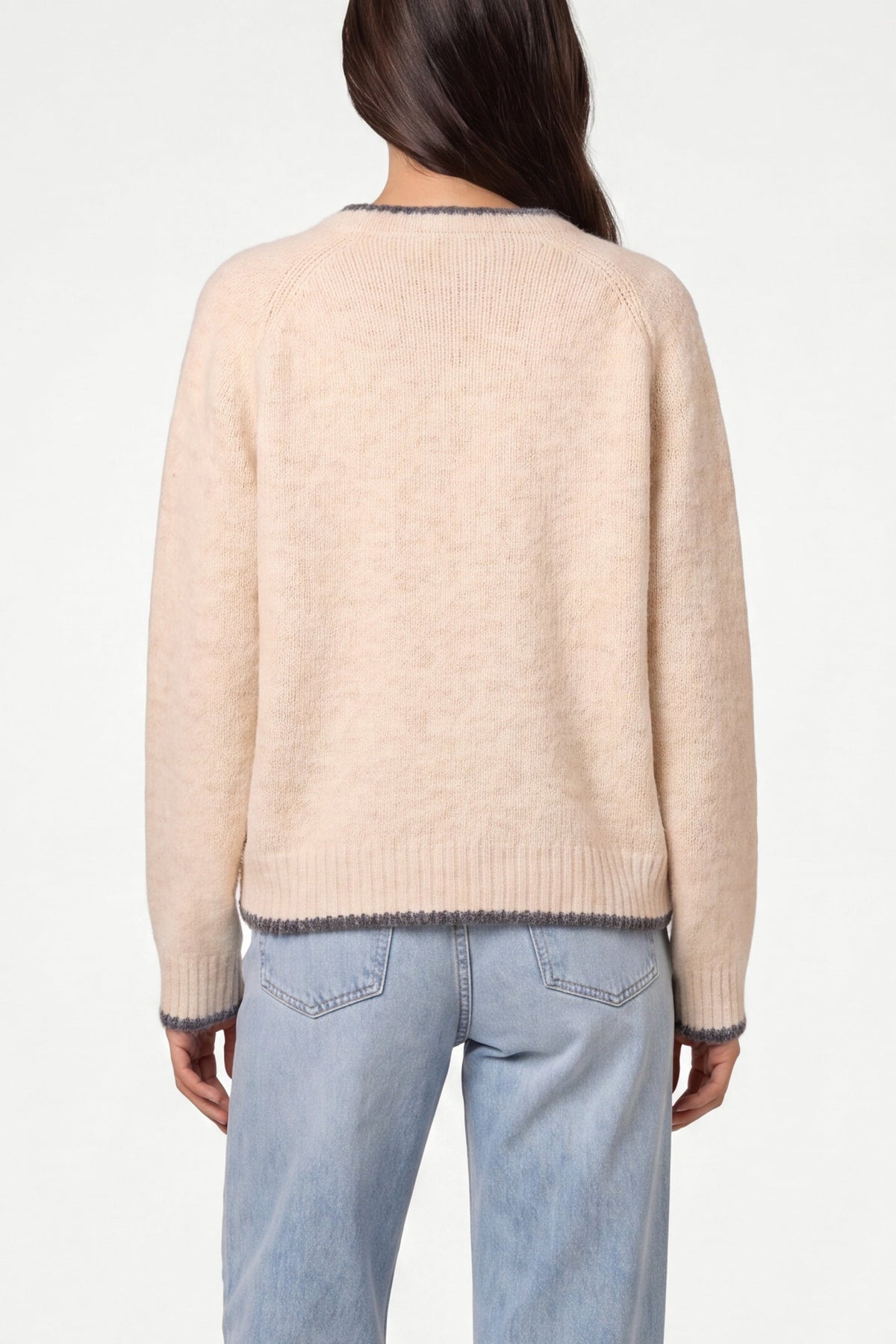 Women's Round Neck Cardigan - Stone Knit Pullover