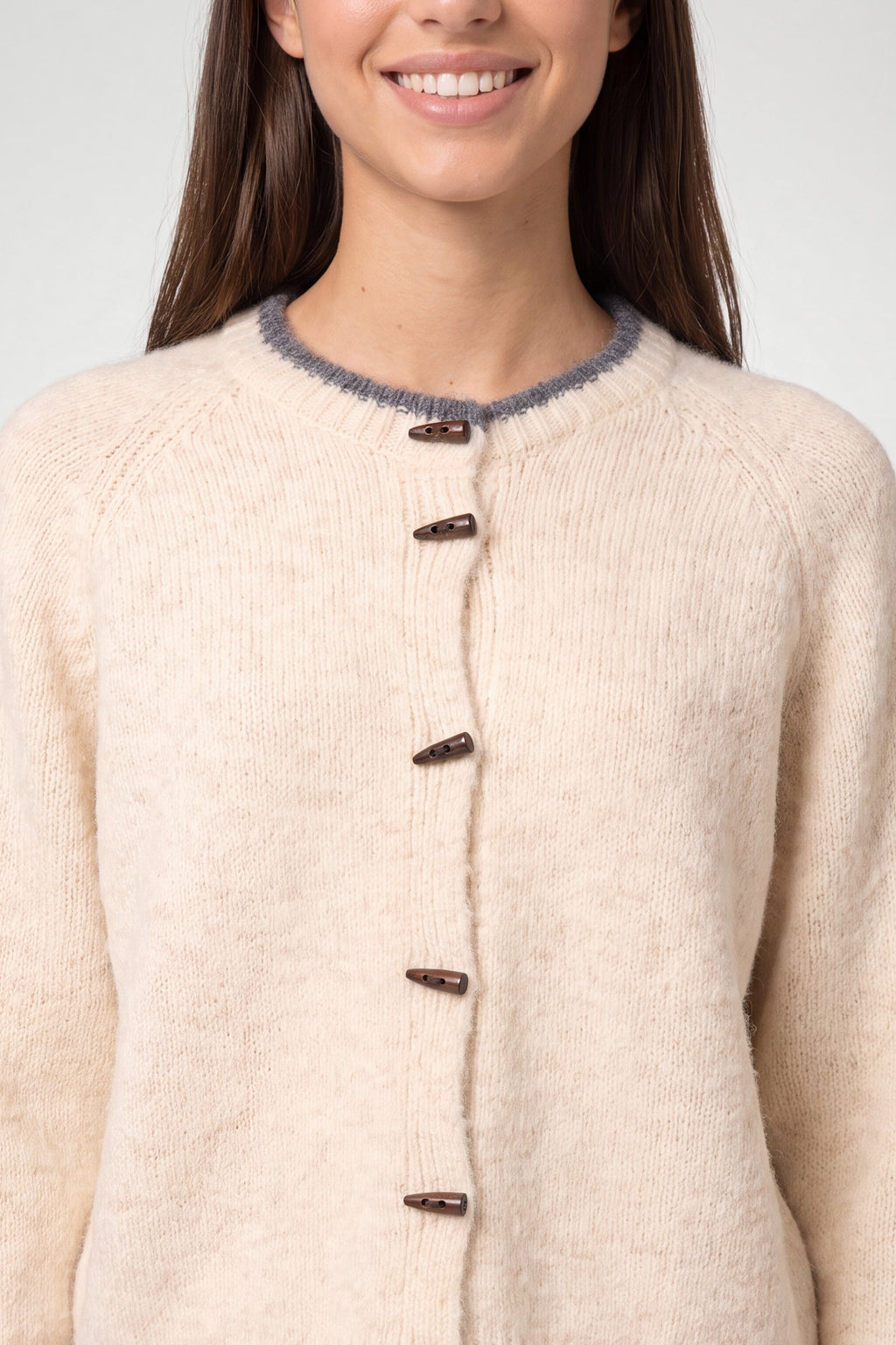 Women's Round Neck Cardigan - Stone Knit Pullover