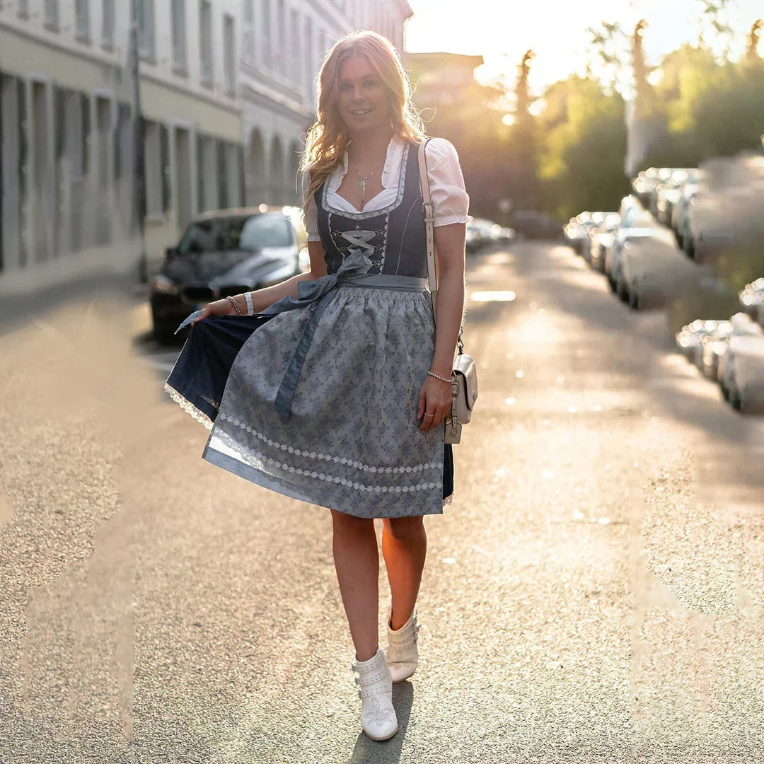 Women's Oktoberfest Dirndl Costume with Apron and Blouse