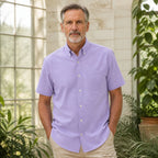 Lavender Short Sleeve Oxford Shirt Front View — view 25