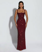 Women's Sleeveless Sequin Maxi Dress - Black Tie Evening Gown