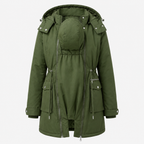 3-in-1 maternity winter parka detachable puffer coat in army green