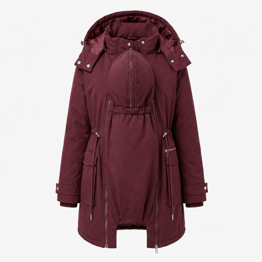 3-in-1 maternity winter parka detachable puffer coat in dark red