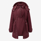 3-in-1 maternity winter parka detachable puffer coat in dark red