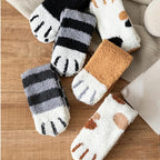 Women's Cat Paw Socks - Plush Cotton Blend Crew Socks