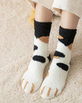 Women's Cat Paw Socks - Plush Cotton Blend Crew Socks