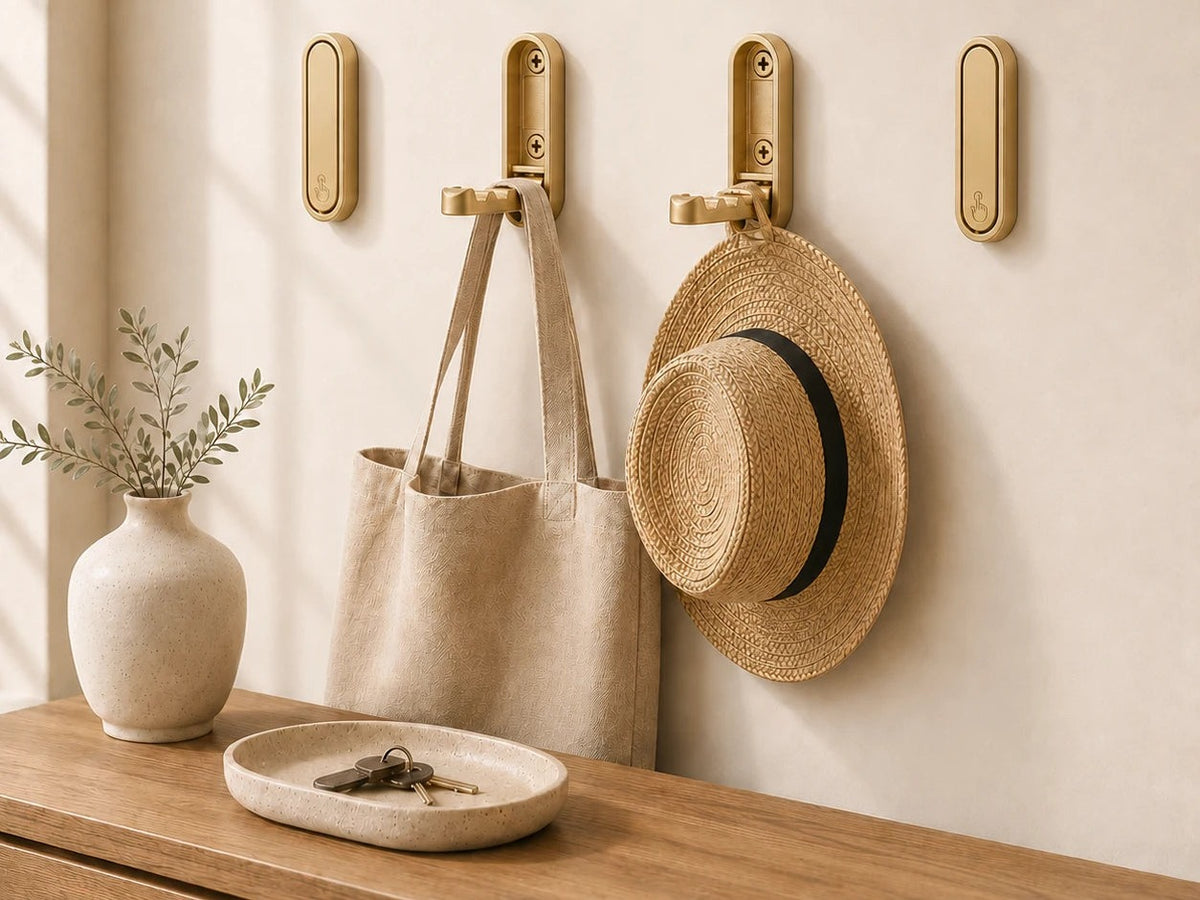 Foldable Wall Coat Hooks - Zinc Alloy Fold-Down Hooks (Set of 4)