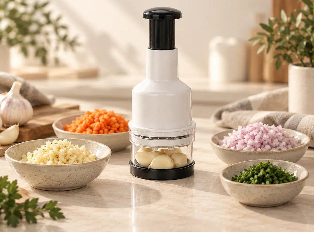 Press-Down Garlic Chopper & Mincer - Stainless Steel Blades