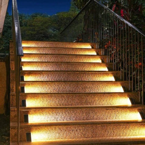 Solar Powered Outdoor Stair Lights with Dusk Sensor, Waterproof LED
