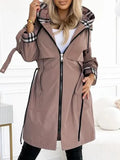Women's Waterproof Zip Coat - Windproof Hooded Jacket