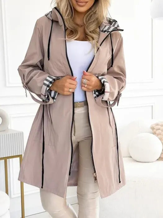 Women's Waterproof Zip Coat - Windproof Hooded Jacket