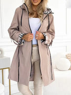 Women's Waterproof Zip Coat - Windproof Hooded Jacket
