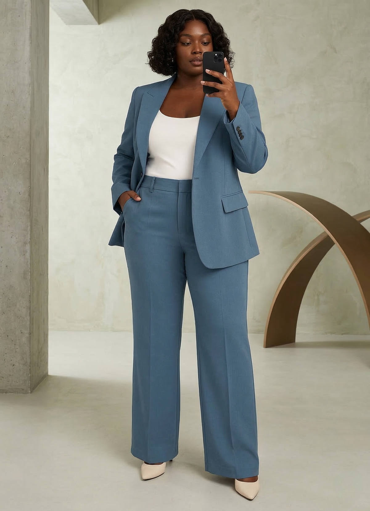 Women's Tailored Blazer & Trouser Set - Slim Fit Two-Piece Suit