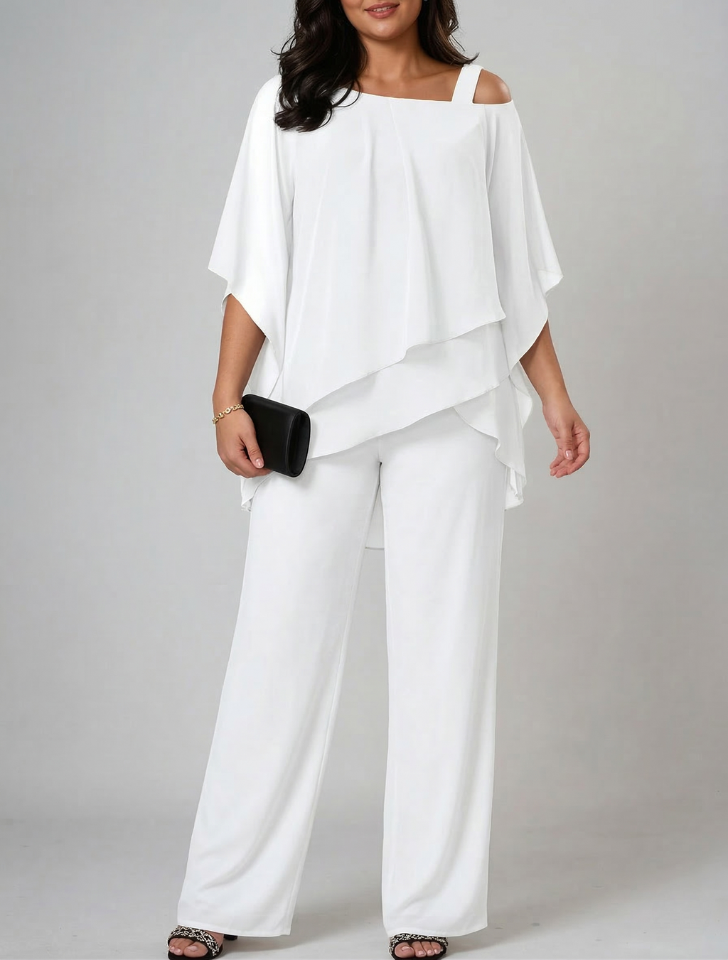 Women's Two-Piece Set Off-Shoulder Top & Wide-Leg Trousers