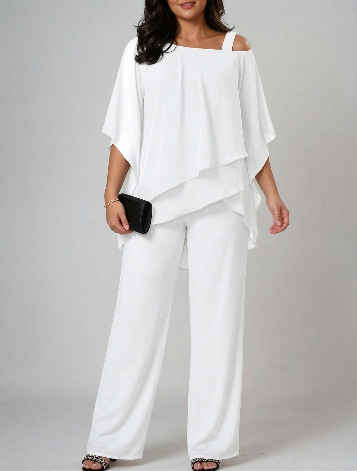 Women's Two-Piece Set Off-Shoulder Top & Wide-Leg Trousers