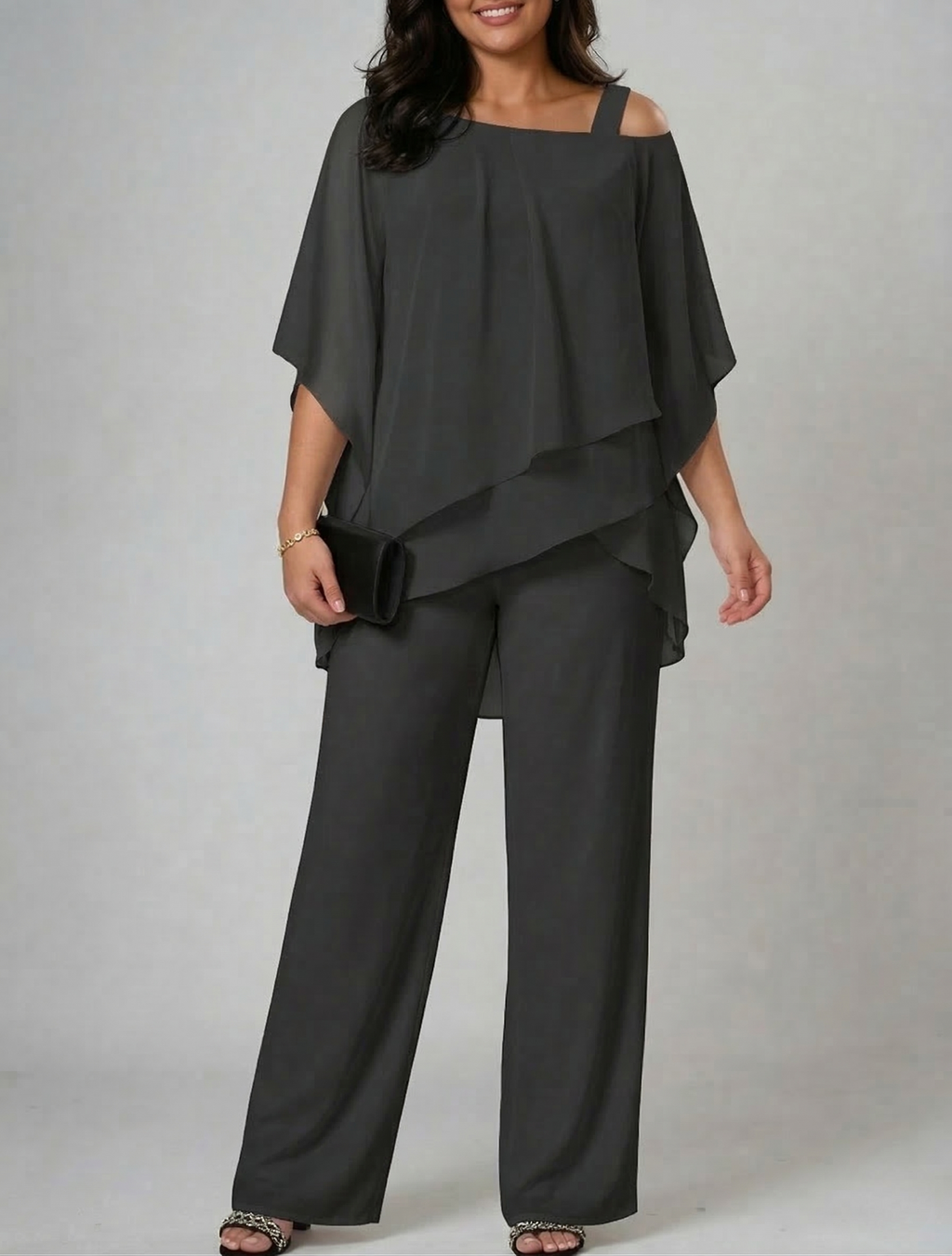 Women's Two-Piece Set Off-Shoulder Top & Wide-Leg Trousers