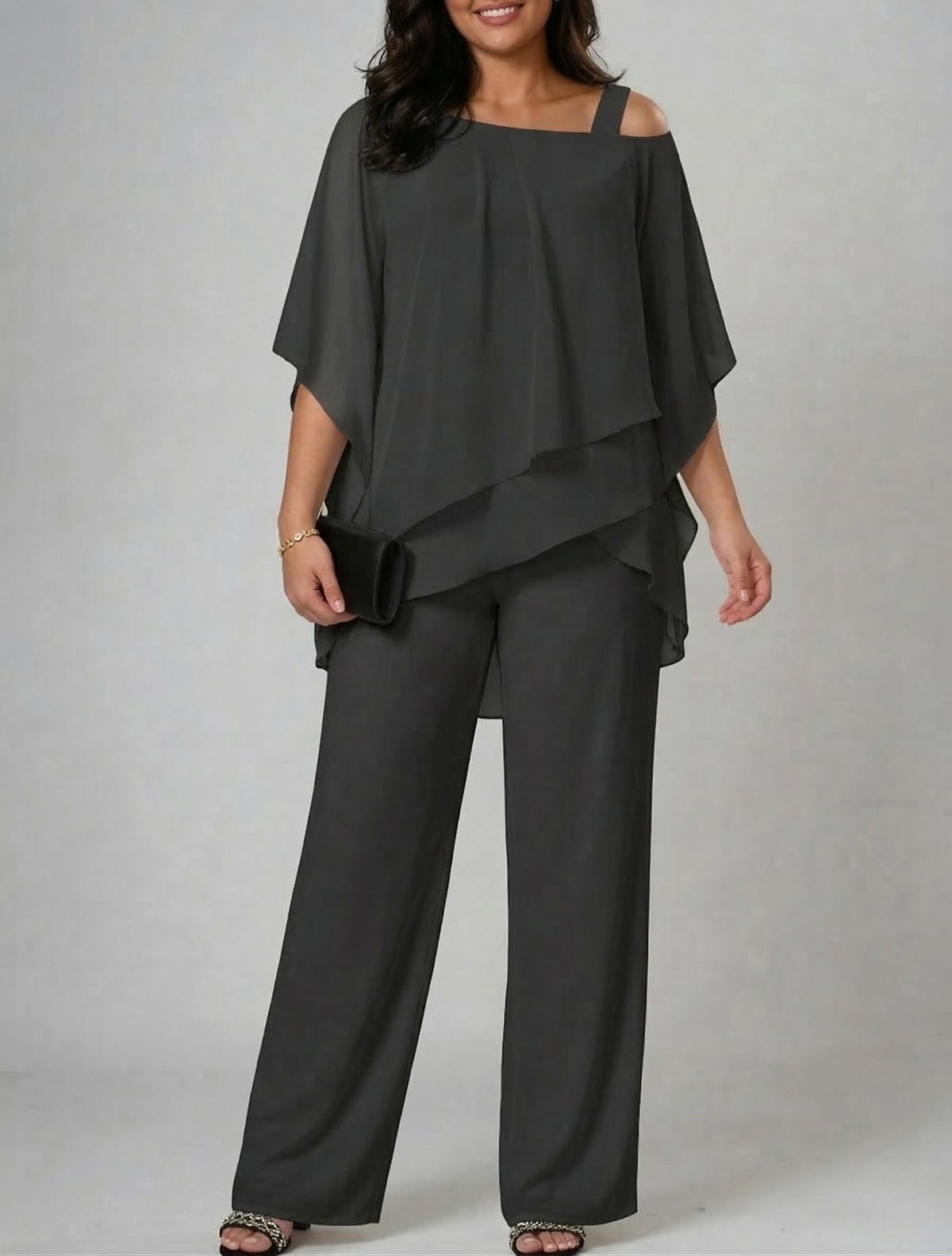 Women's Two-Piece Set Off-Shoulder Top & Wide-Leg Trousers