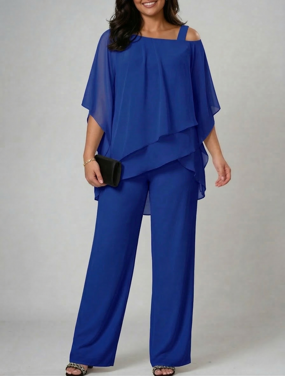Women's Two-Piece Set Off-Shoulder Top & Wide-Leg Trousers