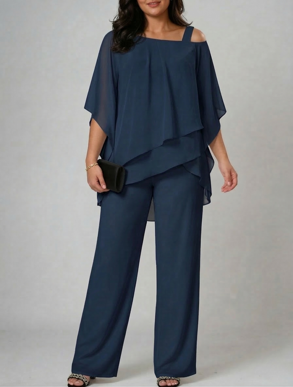 Women's Two-Piece Set Off-Shoulder Top & Wide-Leg Trousers