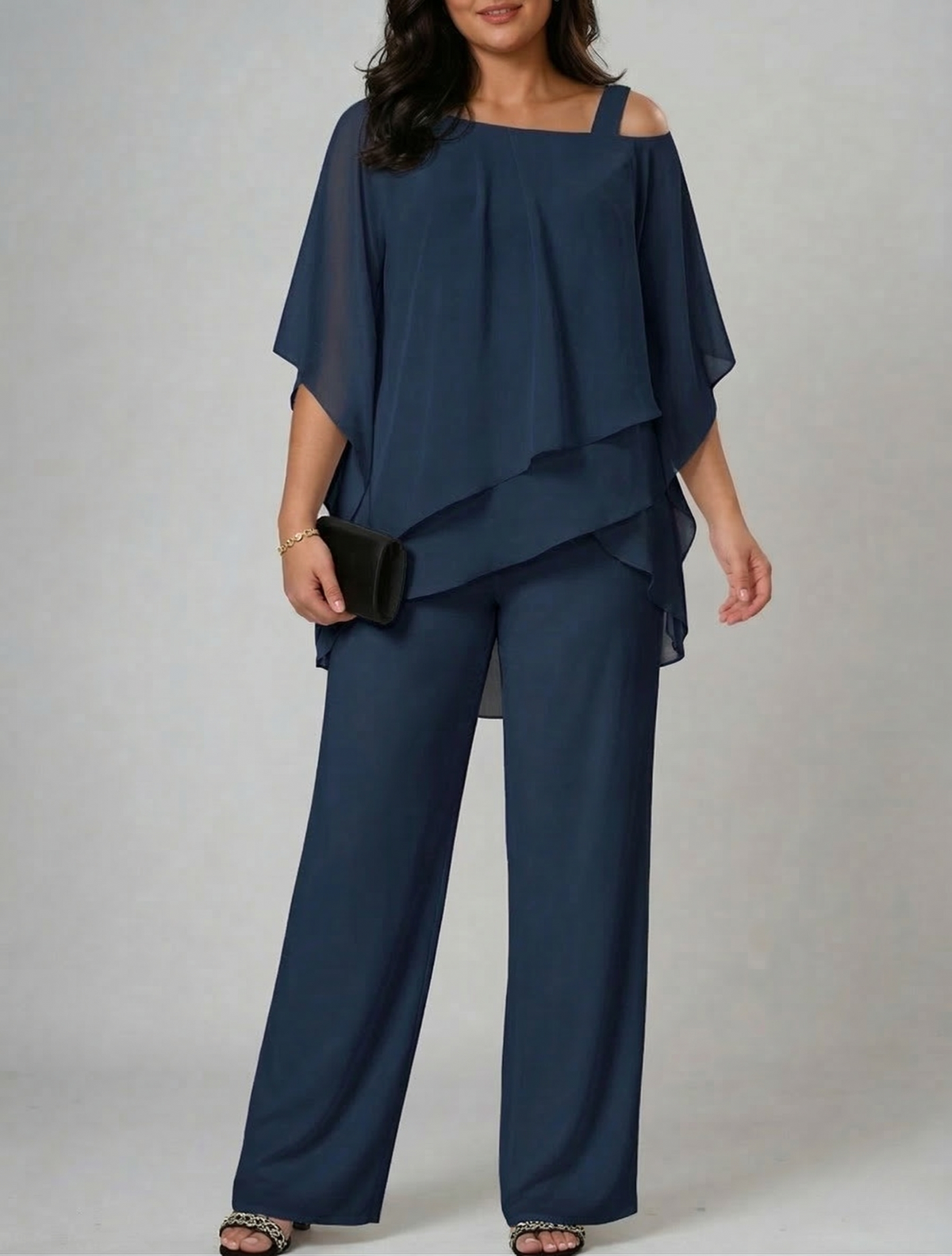 Women's Two-Piece Set Off-Shoulder Top & Wide-Leg Trousers