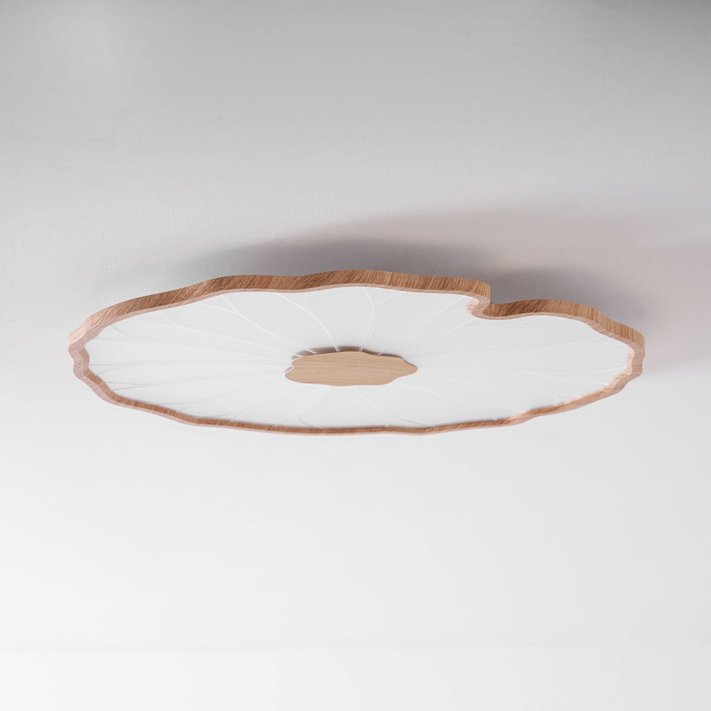Plafondlamp Scandinavisch Lotusbladvorm met Geïntegreerde LED en Houtnerf Design