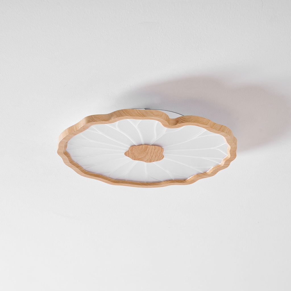 Plafondlamp Scandinavisch Lotusbladvorm met Geïntegreerde LED en Houtnerf Design