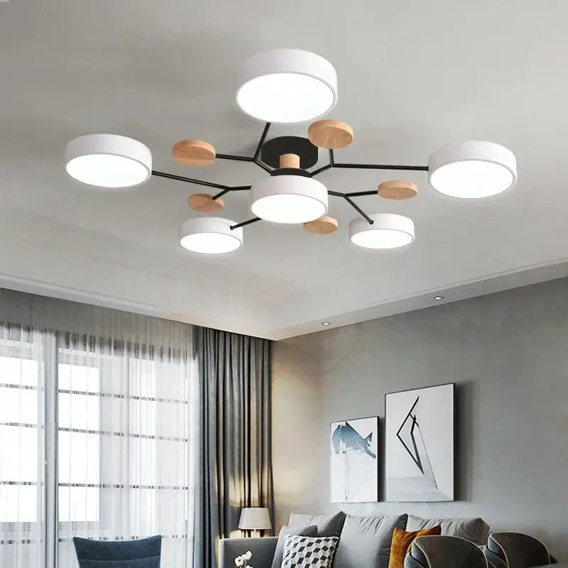 Scandinavian Multi-Arm Ceiling Light with Integrated LED
