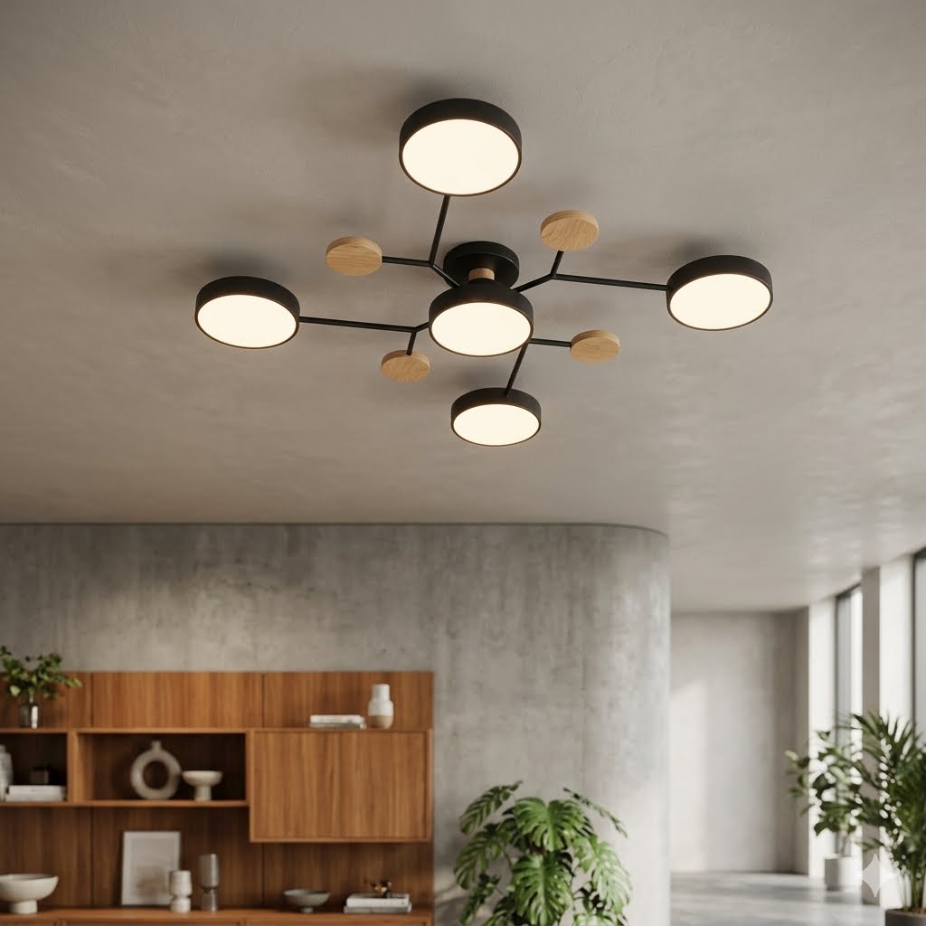 Scandinavian Multi-Arm Ceiling Light with Integrated LED