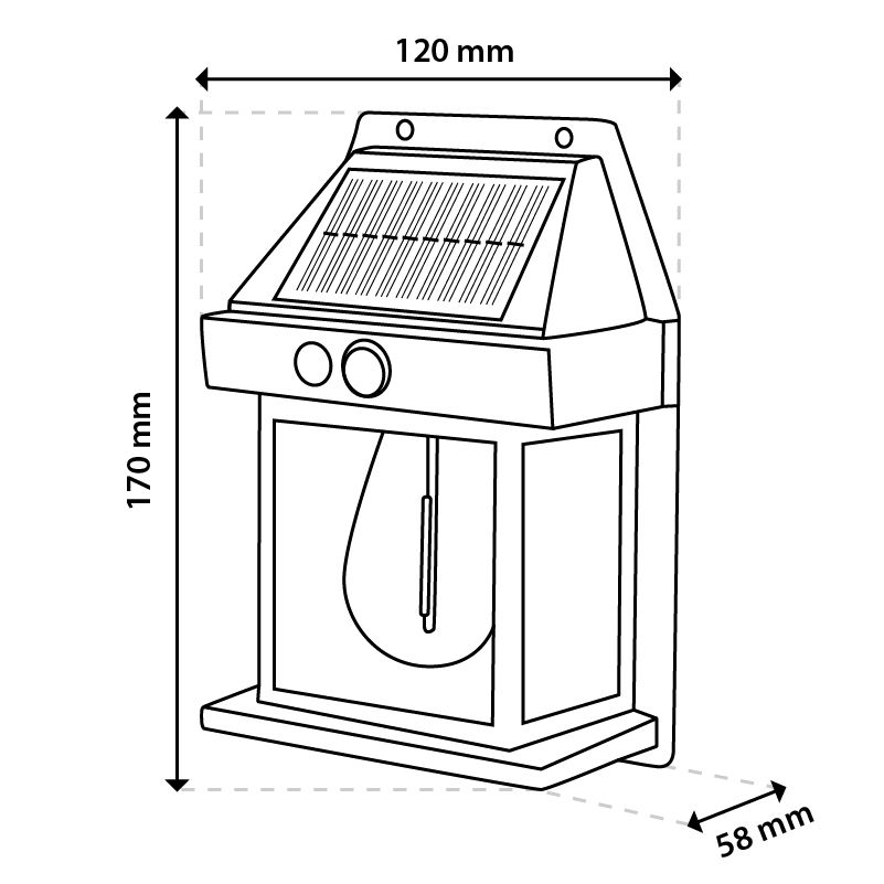 Solar LED Wall Light – 3000K Outdoor Wall Lamp, IP44 with Motion and Dusk Sensor
