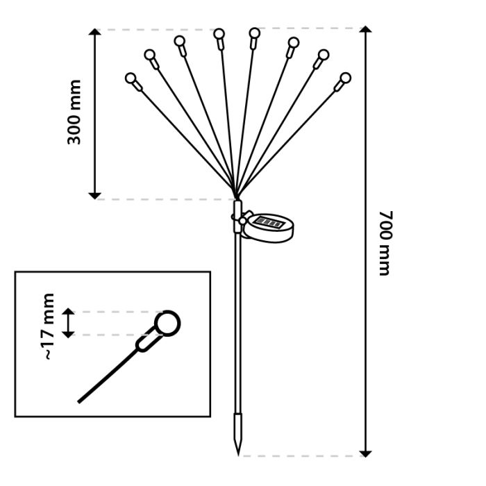 Solar Garden Light – Dandelion Design with Light Orbs, 70 cm, IP44, 3000K Warm White