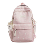 Multi-Pocket Backpack with Polka Dot Print – Lightweight Daily Bag