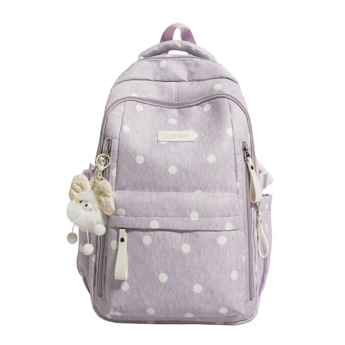Multi-Pocket Backpack with Polka Dot Print – Lightweight Daily Bag