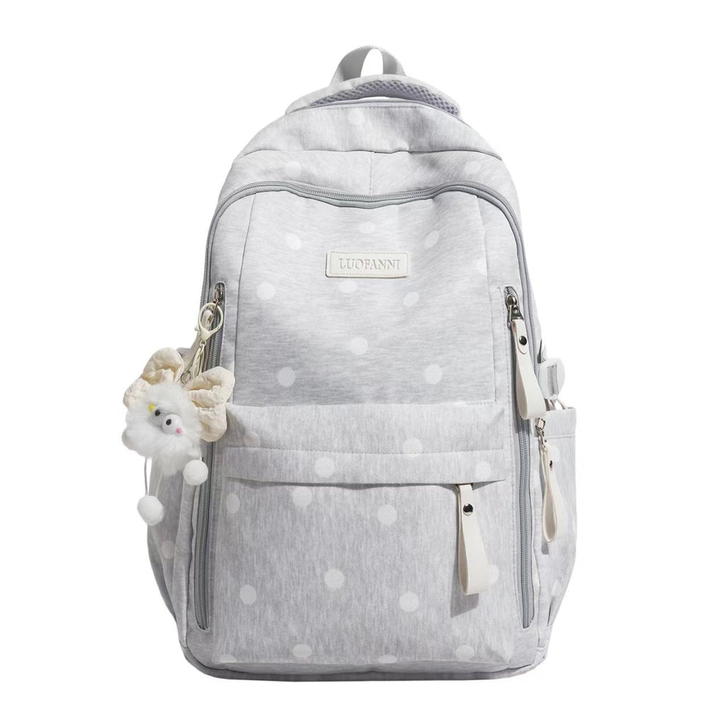 Multi-Pocket Backpack with Polka Dot Print – Lightweight Daily Bag